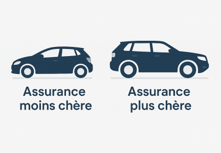 Pourquoi certaines voitures coûtent plus cher à assurer ? Comparaison assurance auto : petite voiture avec assurance moins chère et SUV avec assurance plus chère.
